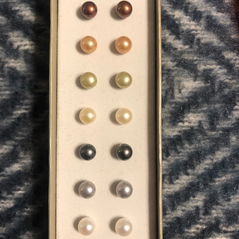 Honora Collection Freshwater Pearl Stud Earrings 7 Color Set